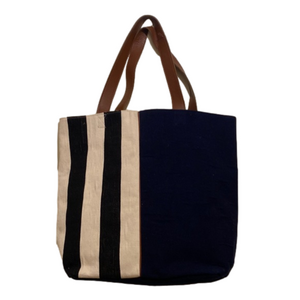 Mercado Global Anthropologie cotton leather large tote bag .